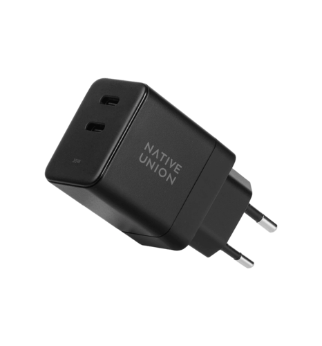 Зарядний пристрій Native Union Fast GaN PD 35W Dual USB-C Black (FAST-PD35-BLK-EU)