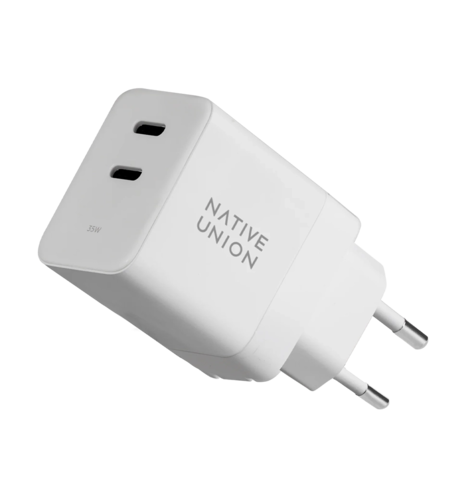 Зарядний пристрій Native Union Fast GaN PD 35W Dual USB-C White (FAST-PD35-WHT-EU)