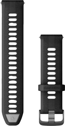 Змінні ремінці для смарт-годинника Garmin Forerunner (22 мм) силіконові, чорні/сірі з грифельною фурнітурою