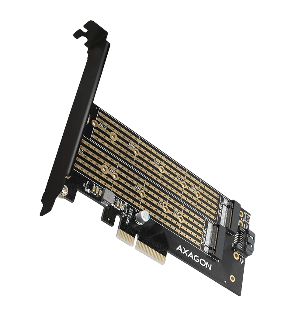 Aдаптер AXAGON PCEM2-D PCIe NVMe+SATA M.2 adapter