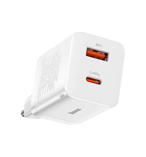 Адаптер Baseus Super Si Pro Quick Charger Type-C+USB 30W White (CCSUPP-E02)