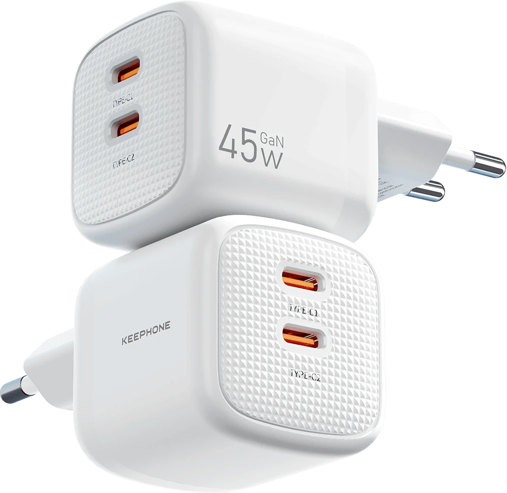 Адаптер Keephone SPEEDY 45W (C+C) Gan Power White (KPSPE44CCWH)