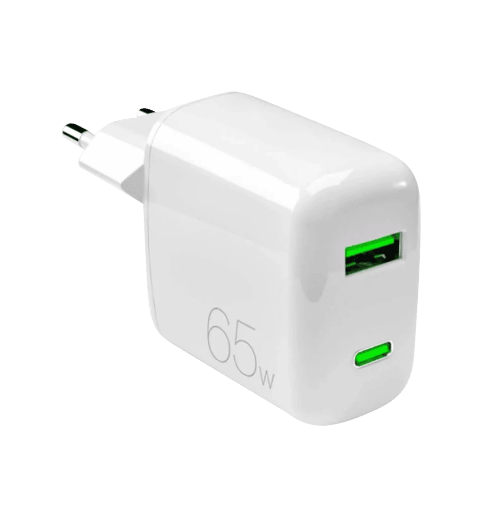 Адаптер Puro Wall charger GaN 65W 1xUSB + 1xUSB-C, white PUFCMTCUSBAC65WGWHI