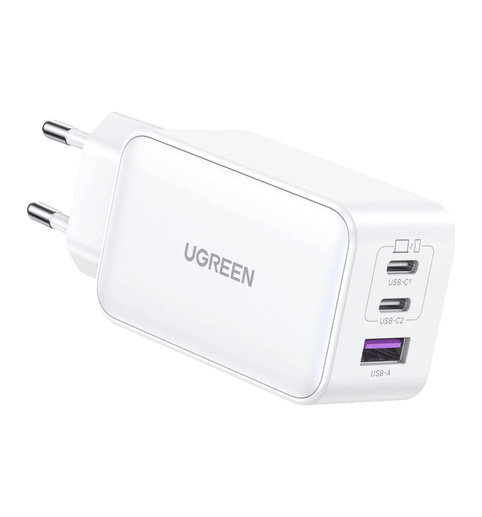 Адаптер UGREEN CD244 USB-A+2xUSB-C 65W GaN Tech Fast Charger White (15334)