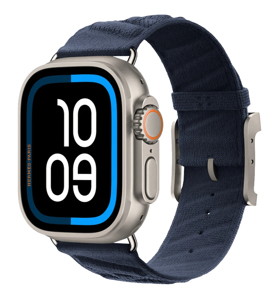 Apple Watch Hermès Ultra 2 2024 GPS + Cellular 49mm Natural Titanium Case with Bleu Nuit En Mer (MX773)
