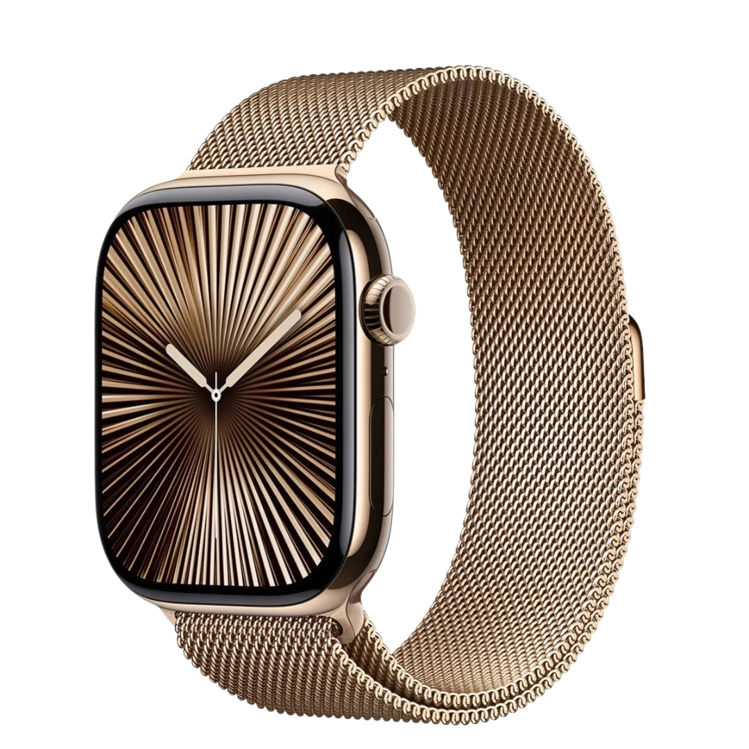 Apple Watch Series 10 42mm Gold Titanium Case with Gold Milanese Loop (MX083)