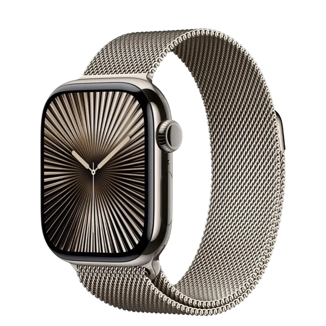 Apple Watch Series 10 46mm Natural Titanium Case with Natural Milanese Loop - S/M (MC7Q4)