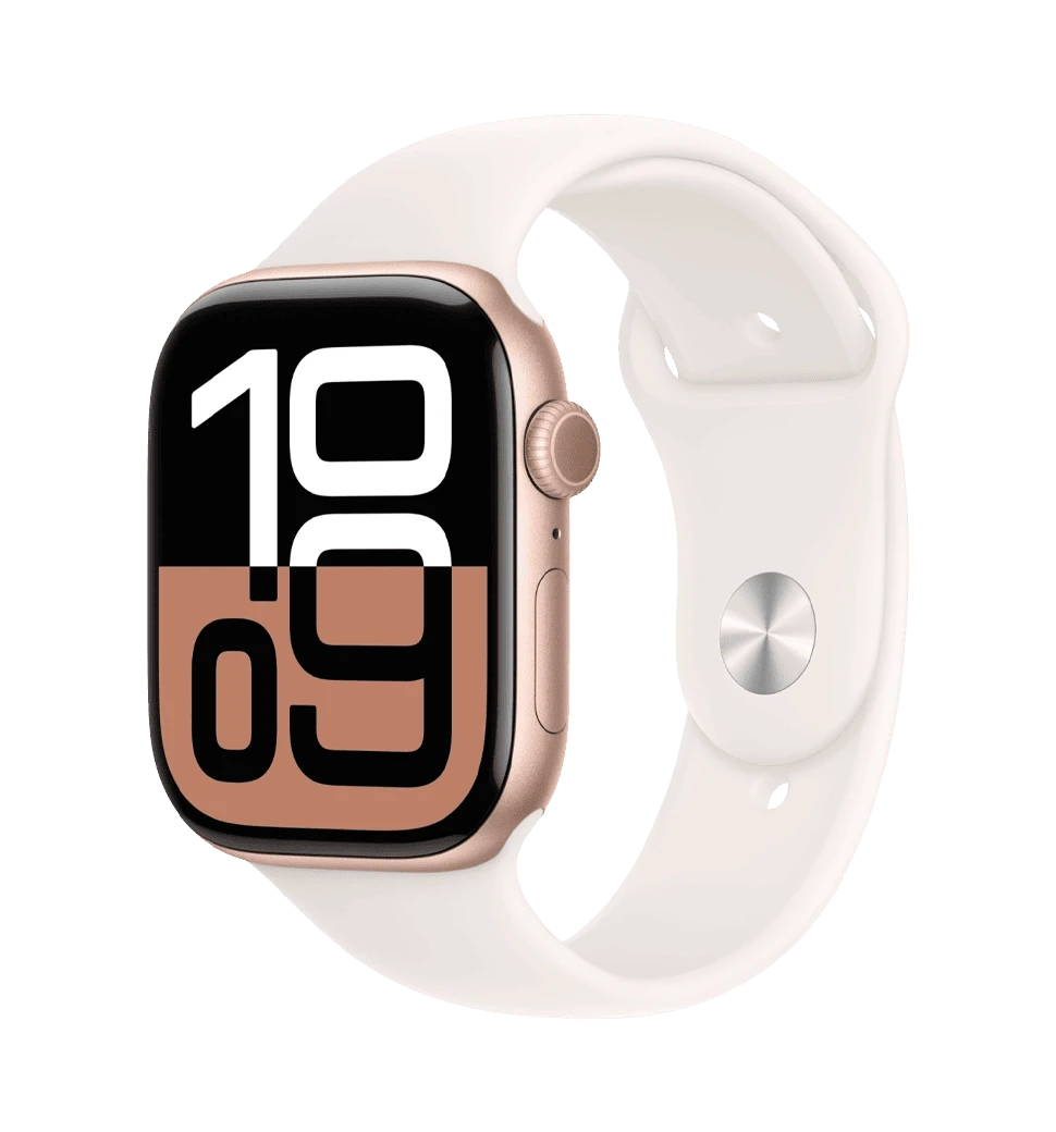 Apple Watch Series 10 GPS + Cellular 46mm Rose Gold Aluminum Case with Light Blush Sport Band M/L (MWY73)