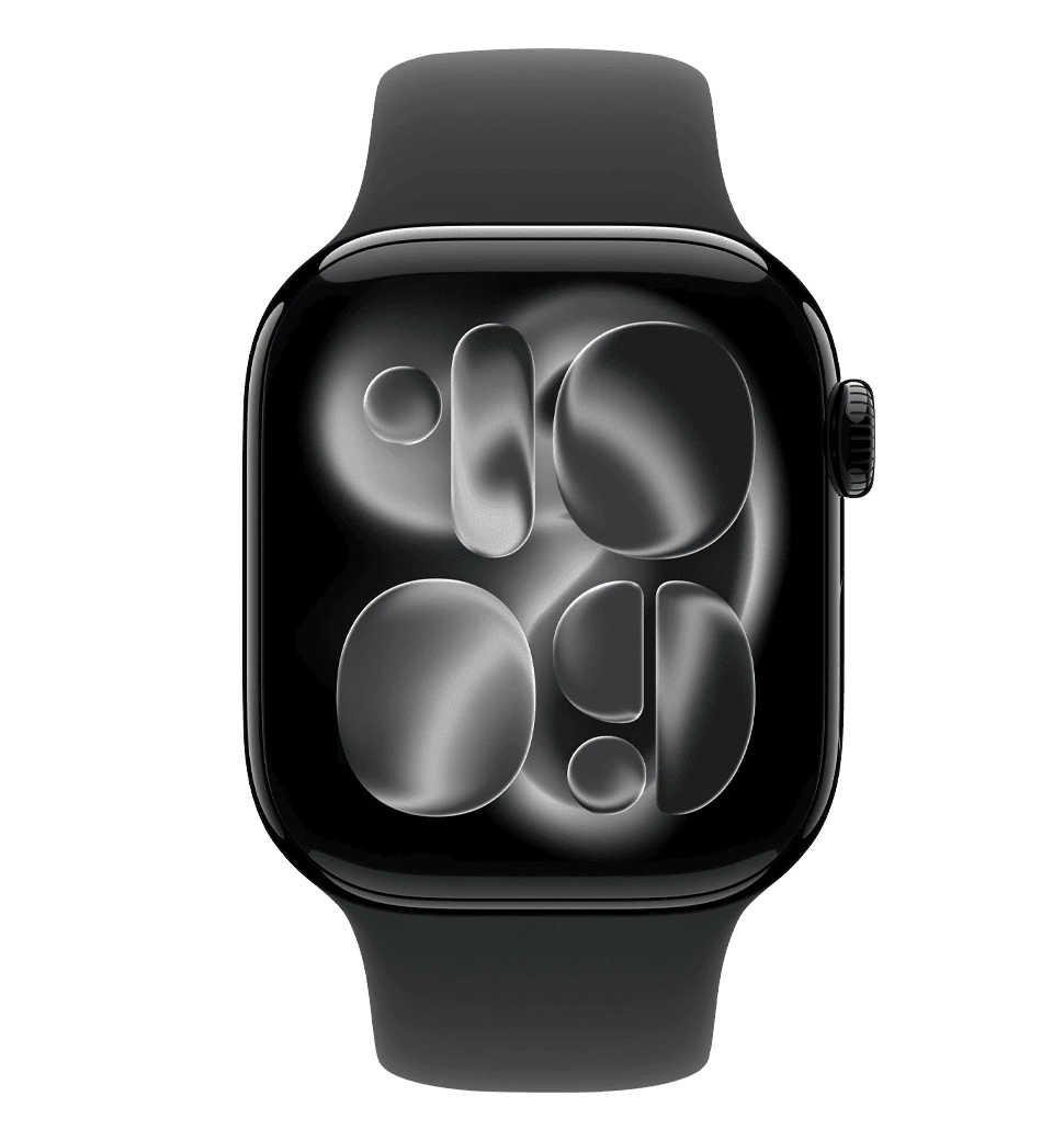 Apple Watch Series 11 GPS 46mm Jet Black Aluminium Case with Black Sport Band - S/M (MEUW4)