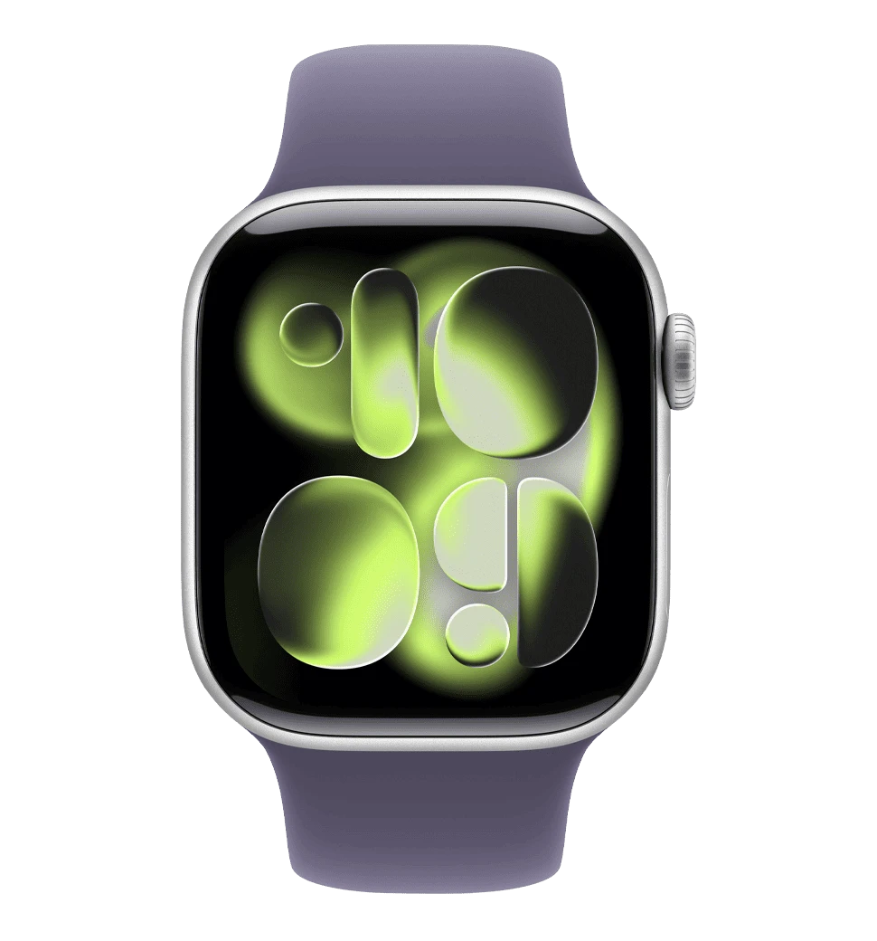 Apple Watch Series 11 GPS 46mm Silver Aluminium Case with Purple Fog Sport Band - S/M (MEV94)