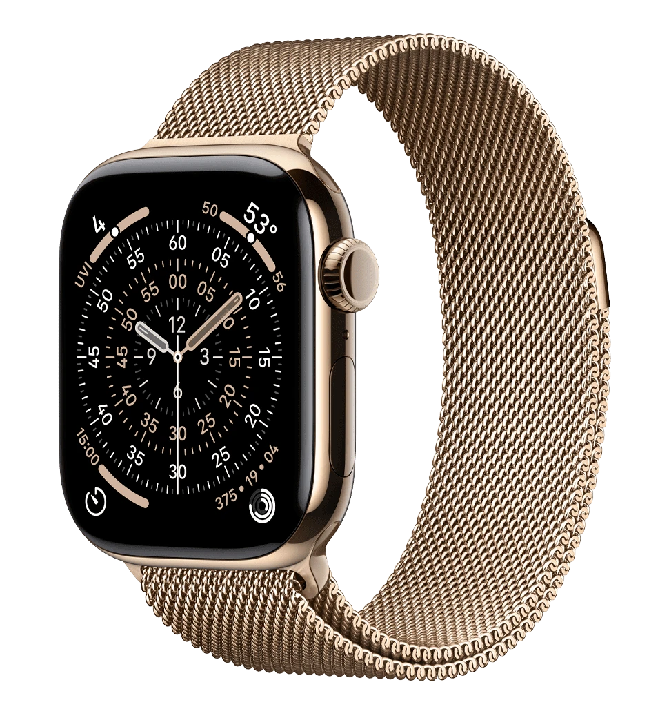 Apple Watch Series 11 GPS + Cellular 42mm Gold Titanium Case with Gold Milanese Loop (MF8Y4)