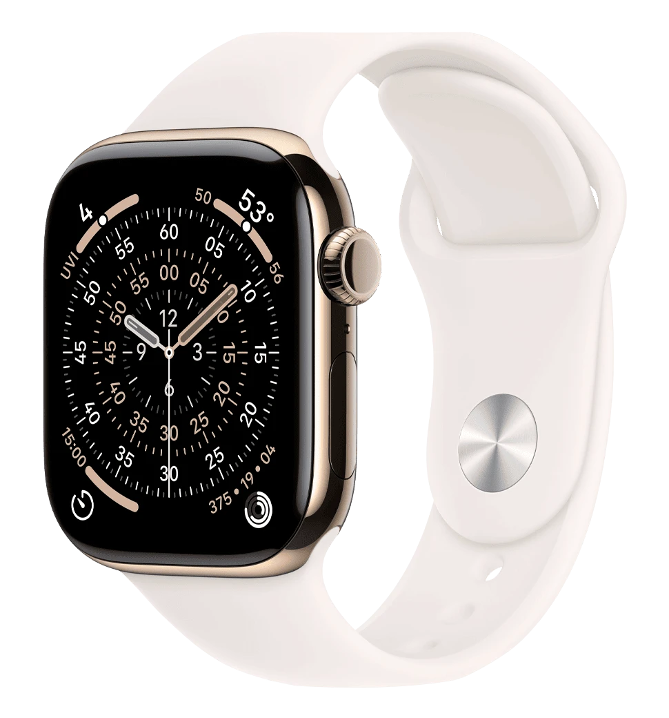 Apple Watch Series 11 GPS + Cellular 42mm Gold Titanium Case with Light Blush Sport Band - S/M (MF8W4)