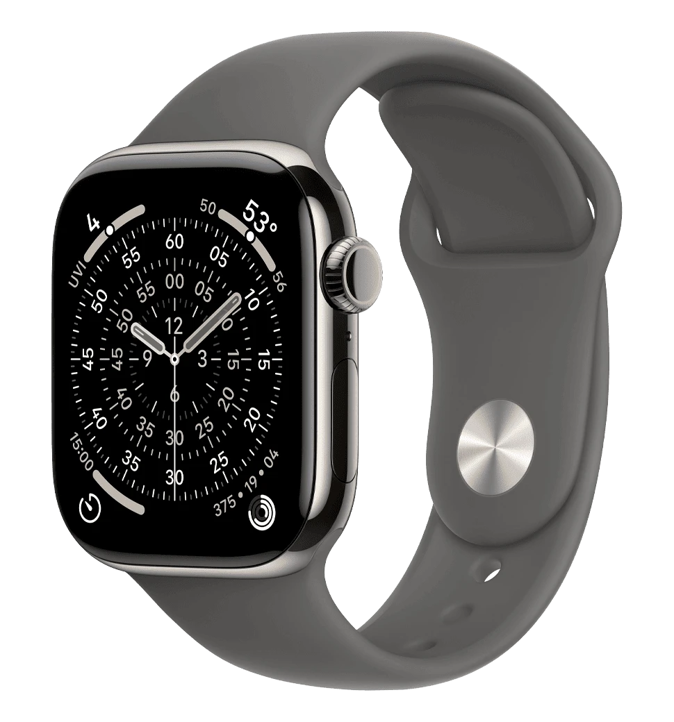 Apple Watch Series 11 GPS + Cellular 42mm Natural Titanium Case with Stone Grey Sport Band - S/M (MF8M4)