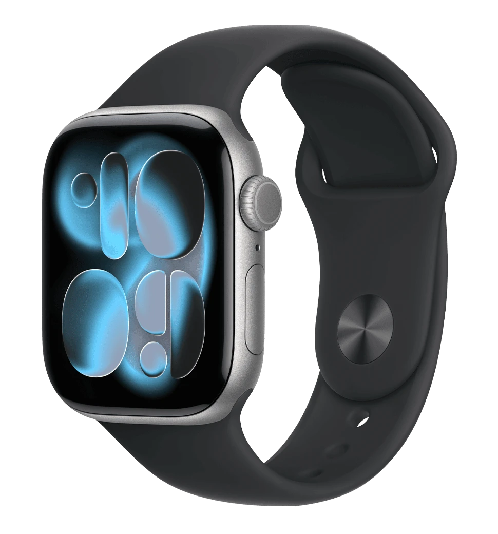 Apple Watch Series 11 GPS + Cellular 42mm Space Grey Aluminium Case with Black Sport Band - M/L (MF8C4)