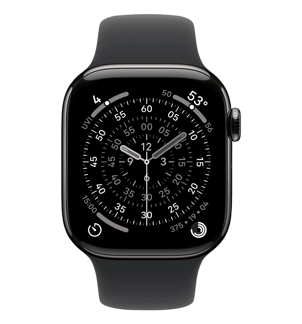 Apple Watch Series 11 GPS + Cellular 46mm Slate Titanium Case with Black Sport Band - M/L (MFD24)