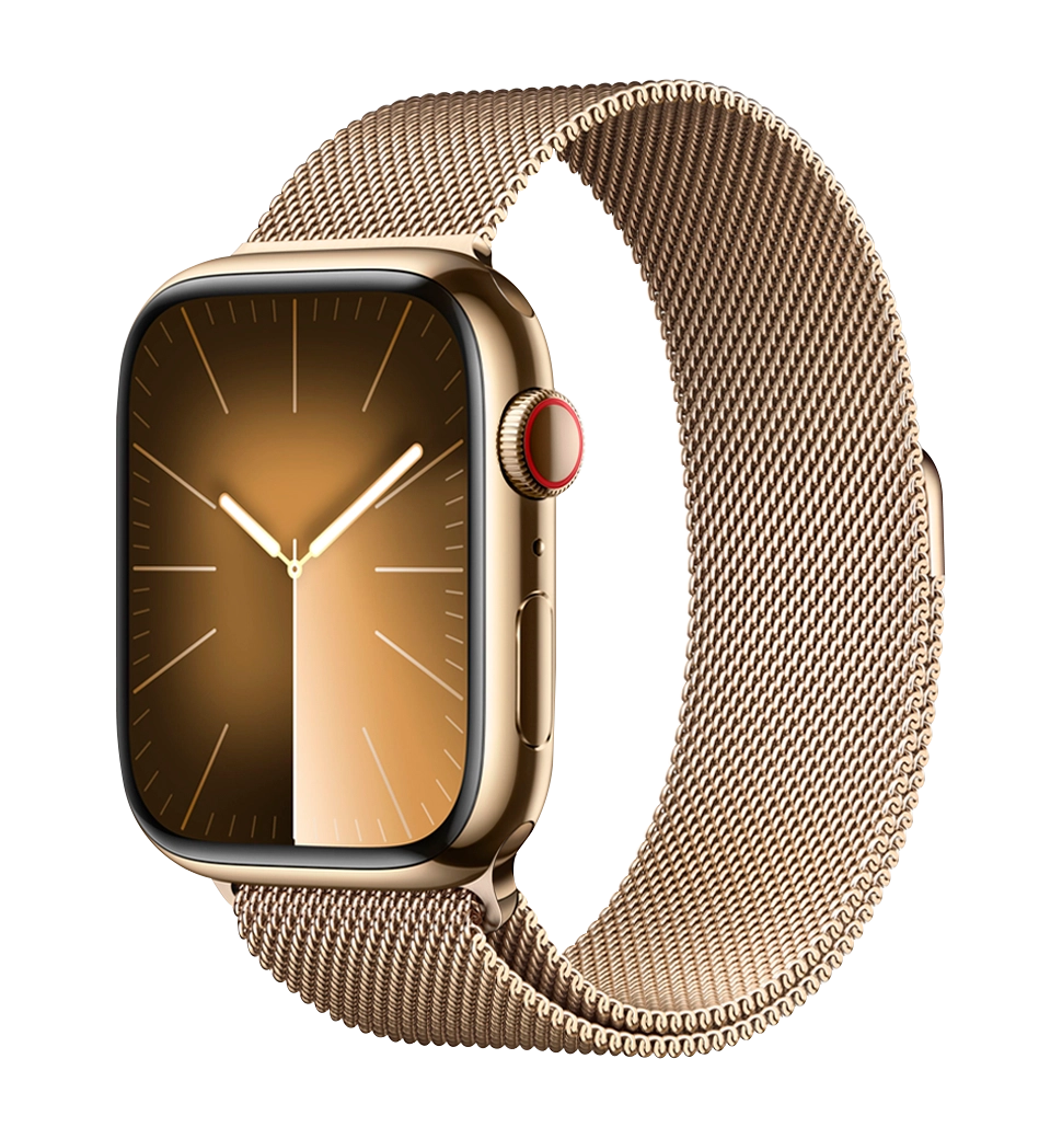 Apple Watch Series 9 45mm GPS + Cellular Gold Stainless Steel Case with Gold Milanese Loop (MRMU3)