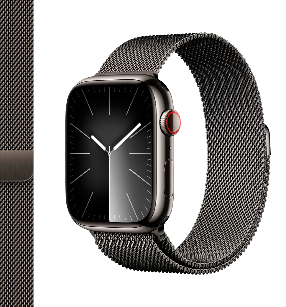 Apple Watch Series 9 45mm GPS + Cellular Graphite Stainless Steel Case with Graphite Milanese Loop (MRMX3)