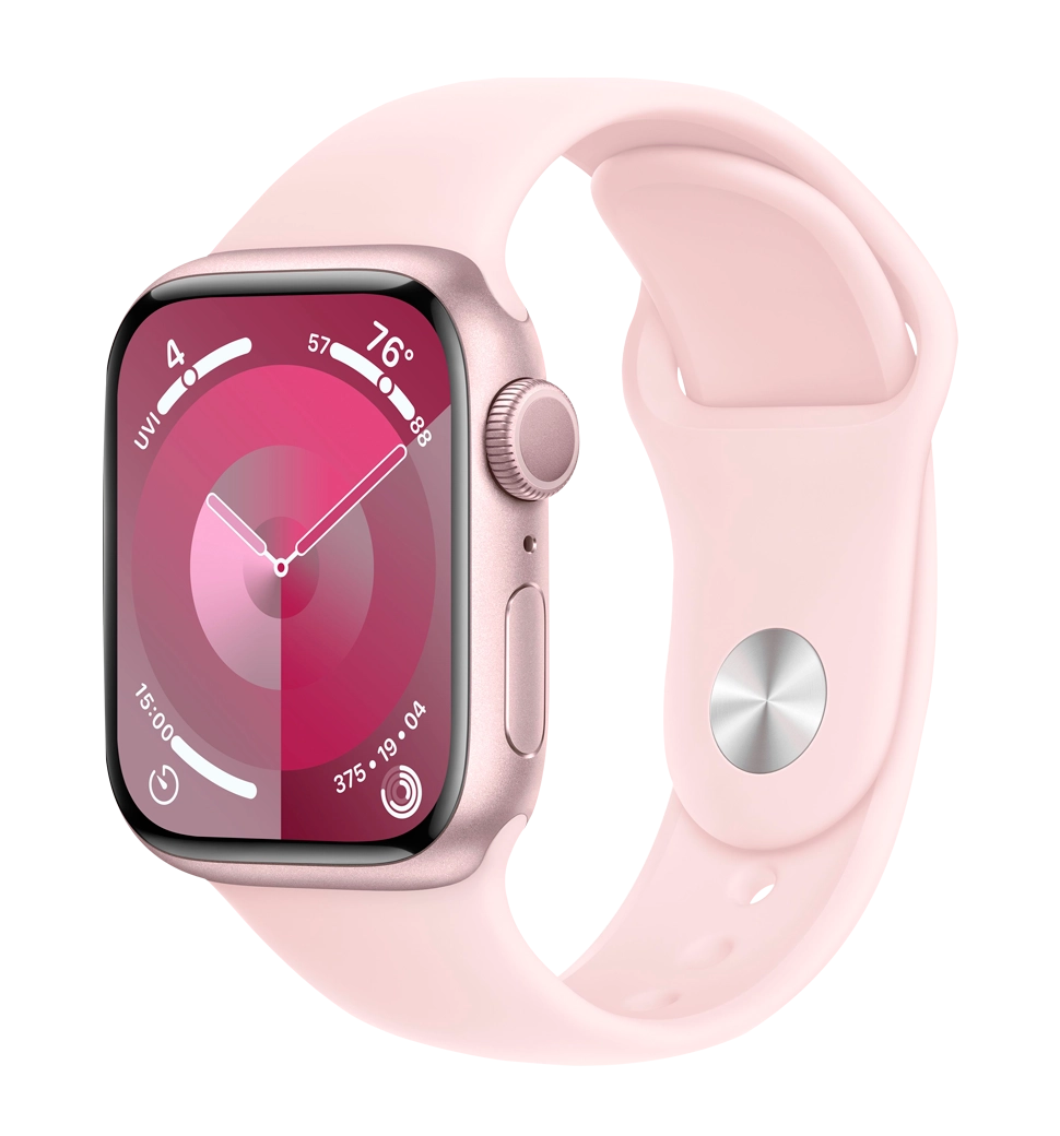 Apple Watch Series 9 45mm Pink Aluminum Case with Light Pink Sport Band S/M (MR9G3)