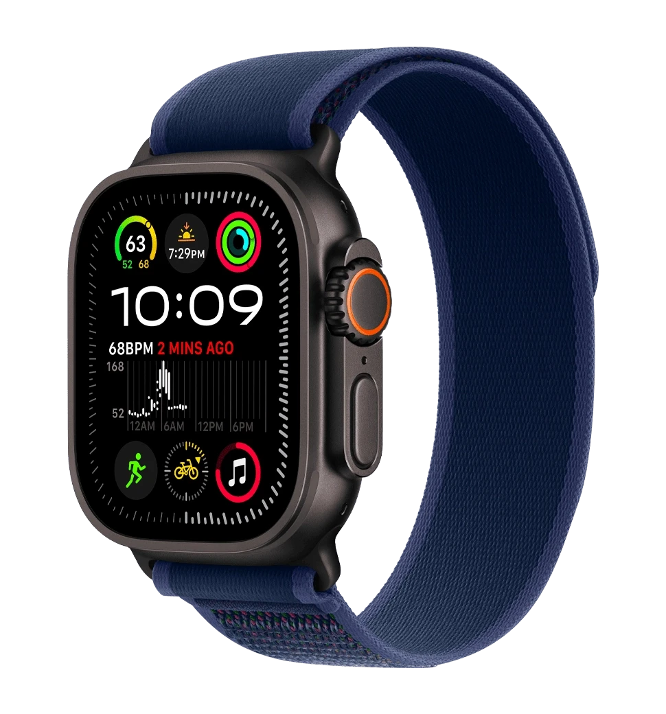 Apple Watch Ultra 2 49mm Black Titanium Case with Blue Trail Loop - M/L