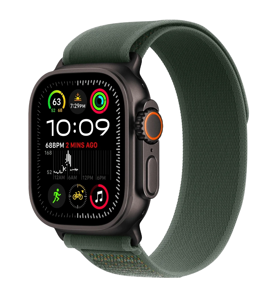 Apple Watch Ultra 2 49mm GPS + LTE Black Titanium Case with Green Trail Loop S/M (MYTJ3, MYQ33)