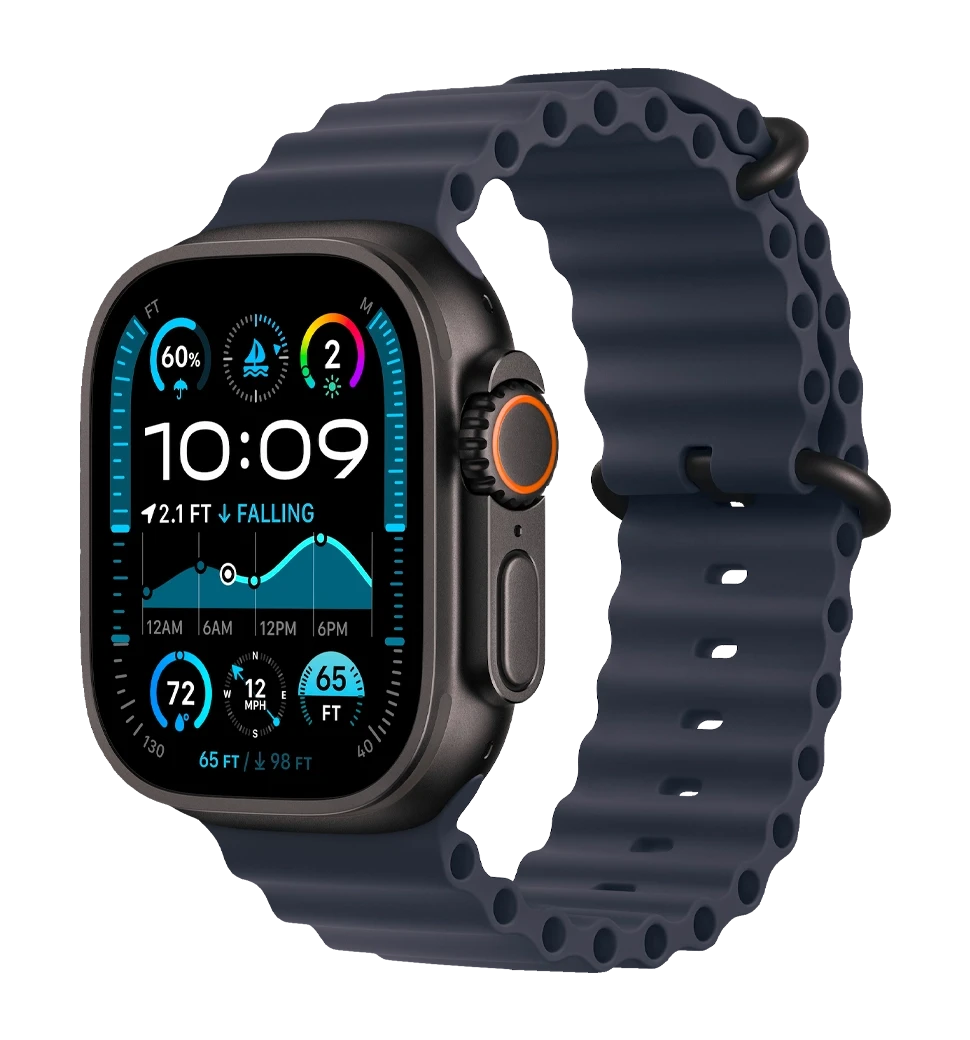 Apple Watch Ultra 2 49mm GPS + LTE Black Titanium Case with Navy Ocean Band (MYTC3, MYPA3)