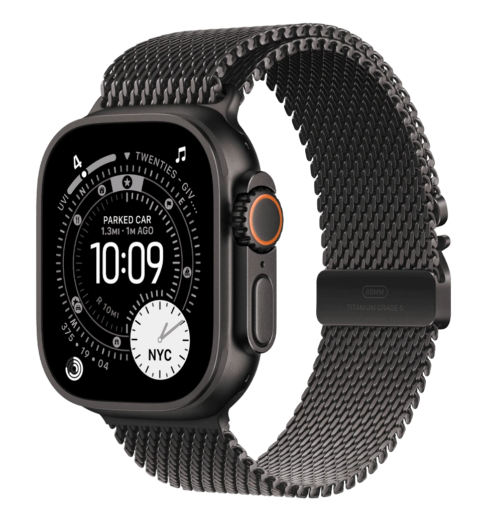 Apple Watch Ultra 3 GPS + Cellular 49mm Black Titanium Case with Black Titanium Milanese Loop - Medium (MF1Q4)