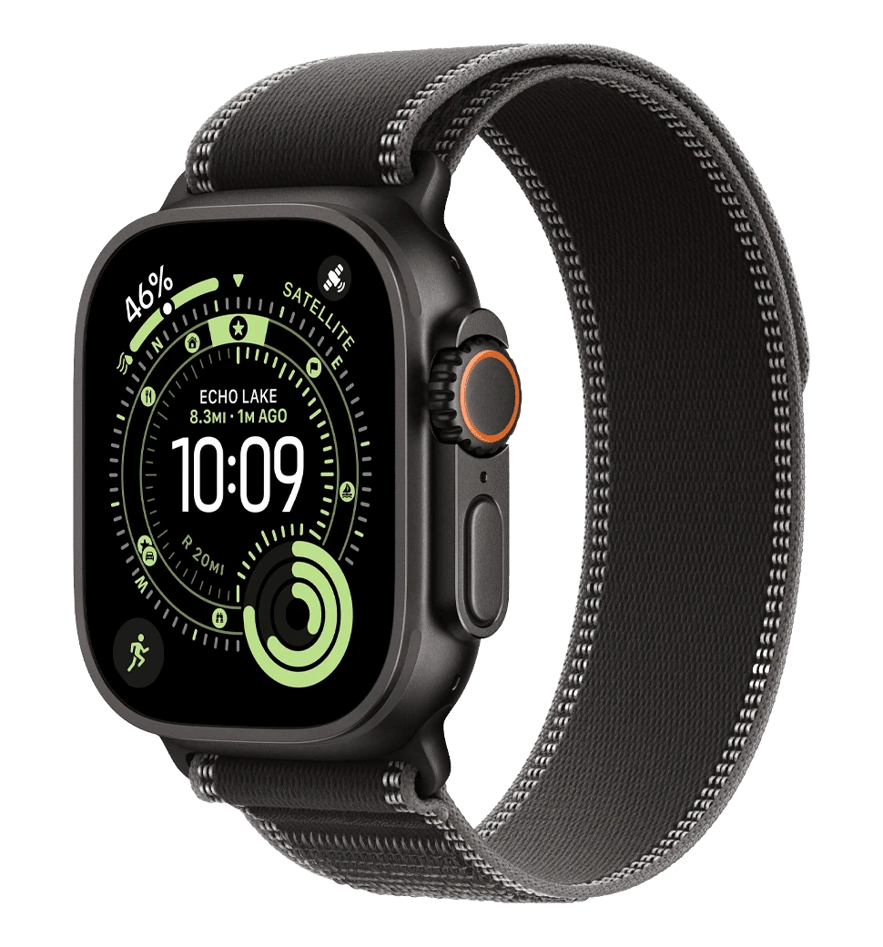 Apple Watch Ultra 3 GPS + Cellular 49mm Black Titanium Case with Black/Charcoal Trail Loop - M/L (MF1H4)