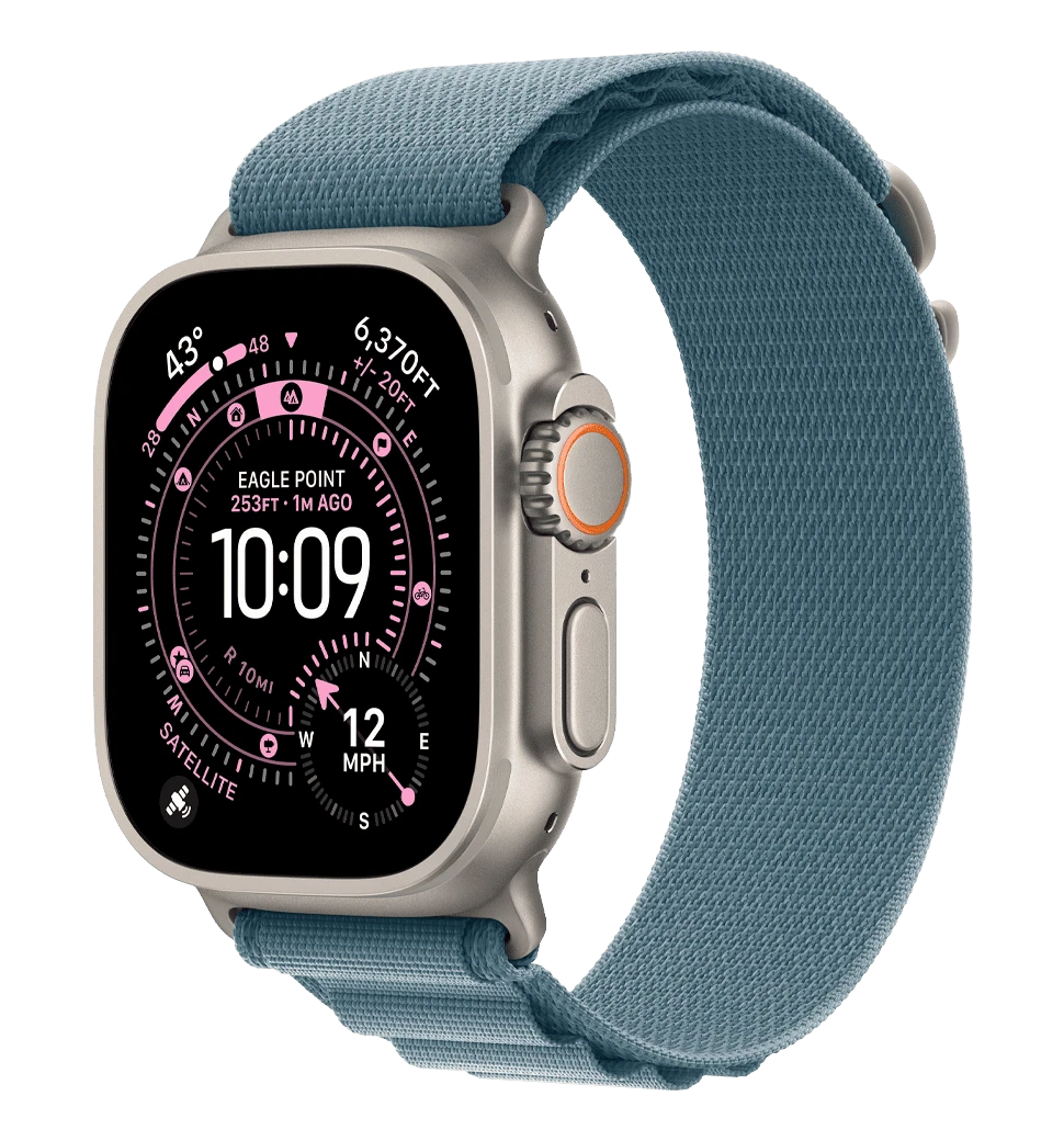 Apple Watch Ultra 3 GPS + Cellular 49mm Natural Titanium Case with Light Blue Alpine Loop - Large (MEWP4)