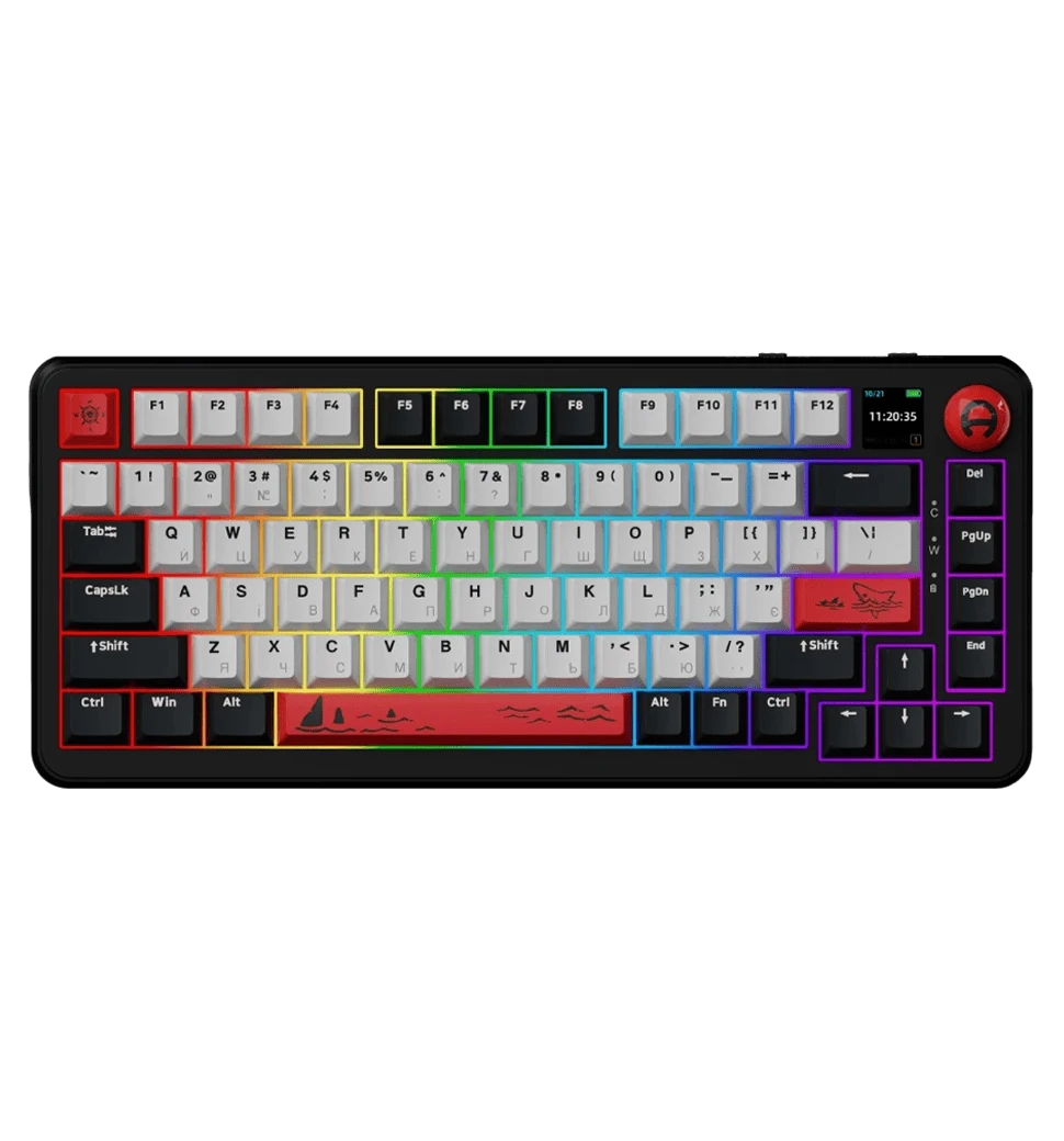 Бездротова механічна клавіатура Ajazz AK820 MAX Avocado Switch Black RGB (AK820MAX-AS-BG)