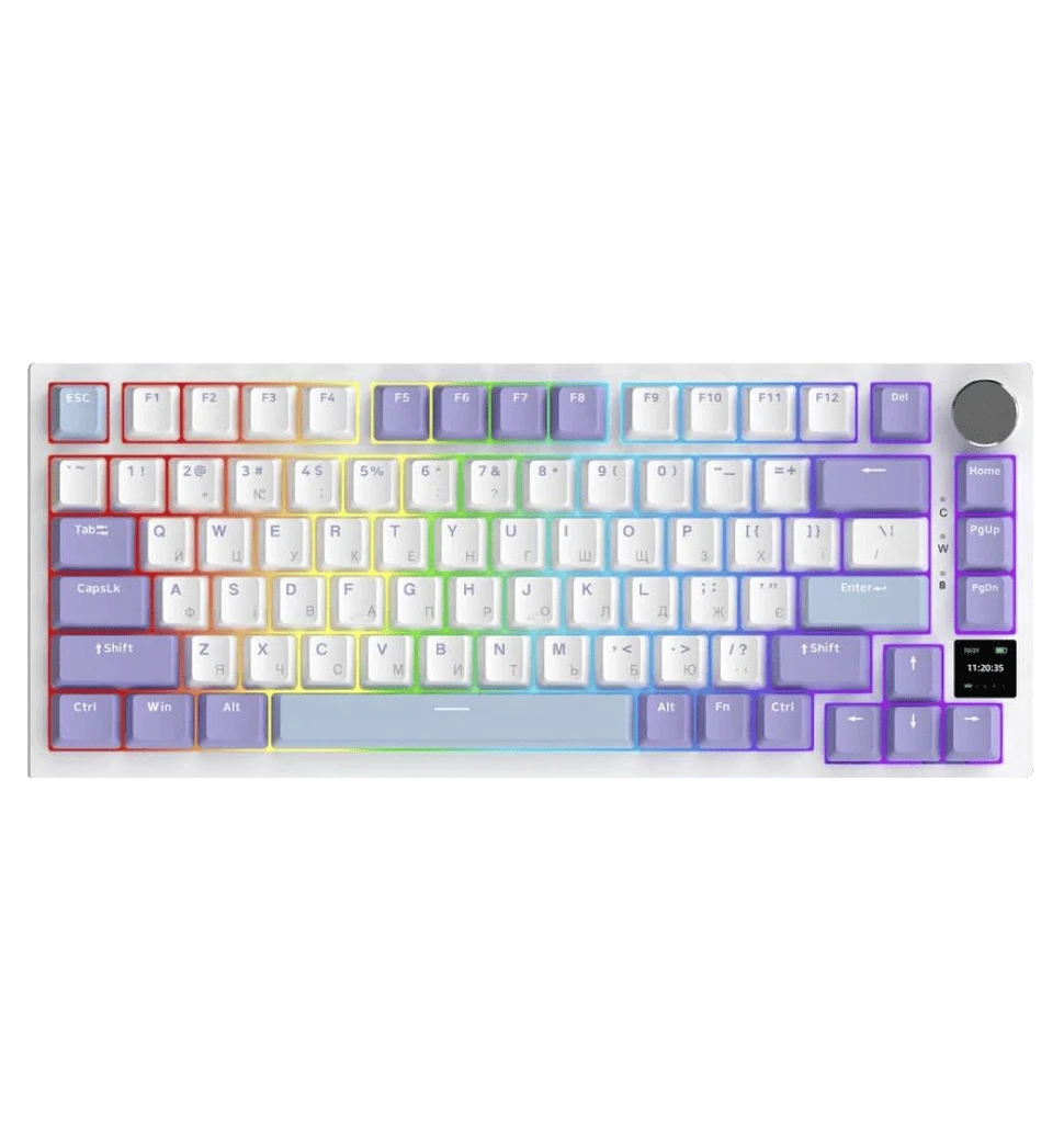 Бездротова механічна клавіатура Ajazz AK820 PRO 75% Flying Fish Switch White RGB (AK820PRO-FF-PWB)