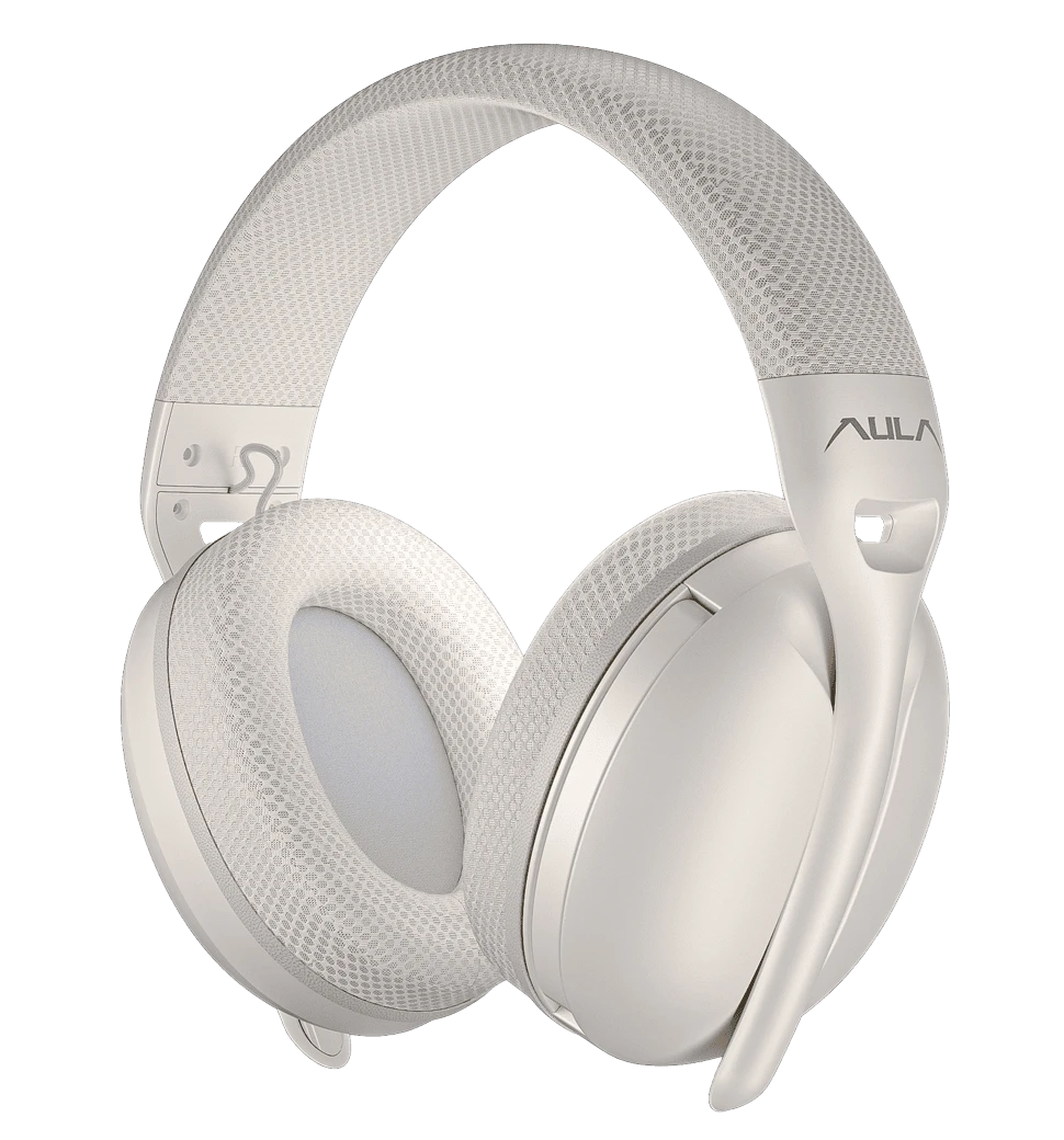 Гарнітура бездротова  AULA S6 wireless headset - 3 in 1, wired, 2.4G wireless, Bluetooth milk tea