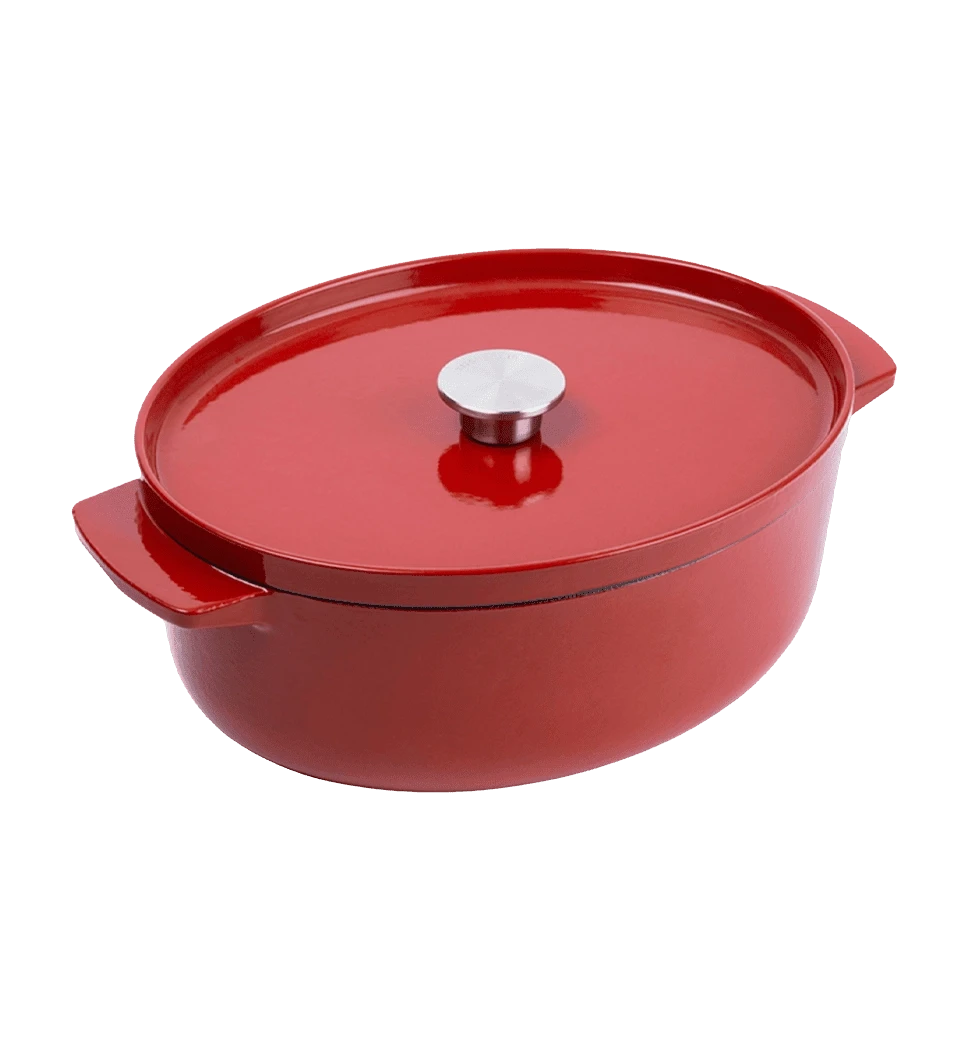 Утятница чугунная с крышкой KitchenAid, 30 см, 5,6 л, красная (CC006063-001)