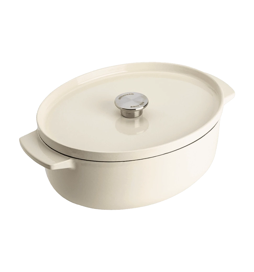 Гусятниця чавунна з кришкою KitchenAid, 30 см, 5,6 л, колір мигдальний крем (CC006062-001)