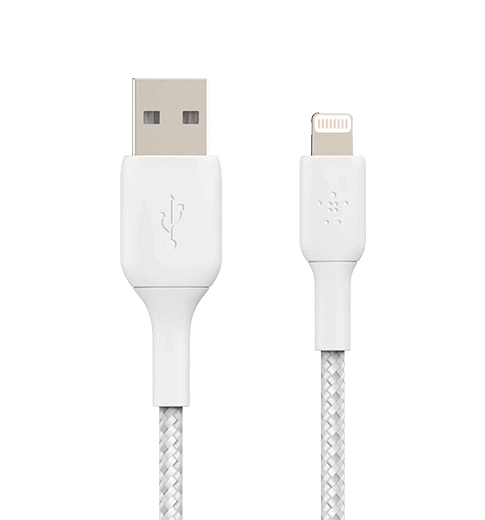 Кабель Belkin USB-A - Lightning, BRAIDED, 2m, white (CAA002bt2MWH)