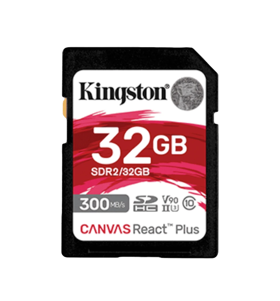 Kingston 32GB Canvas React Plus SDHC UHS-II 300R/260W U3 V90 for Full HD/4K/8K