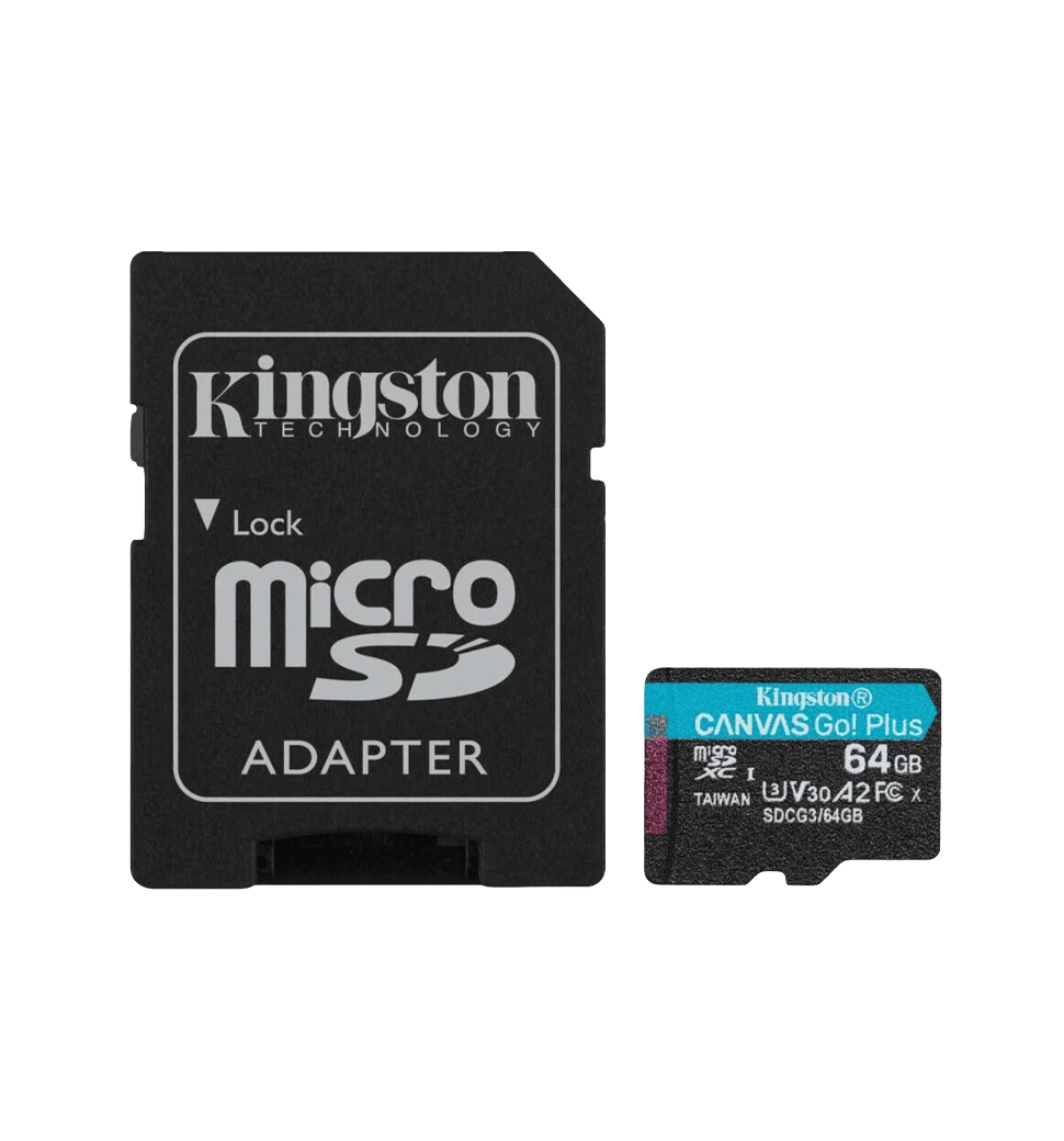 Kingston 64GB microSDXC Canvas Go Plus Gen4 200MB/s A2 U3 V30 Card + Adapter