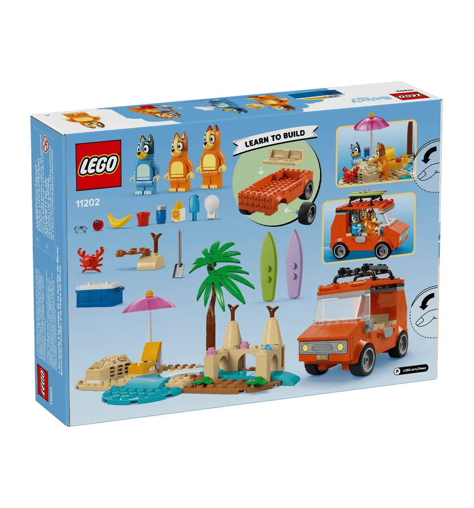 Конструктор LEGO Bluey Пляж і сімейна поїздка на автомобілі Блуї