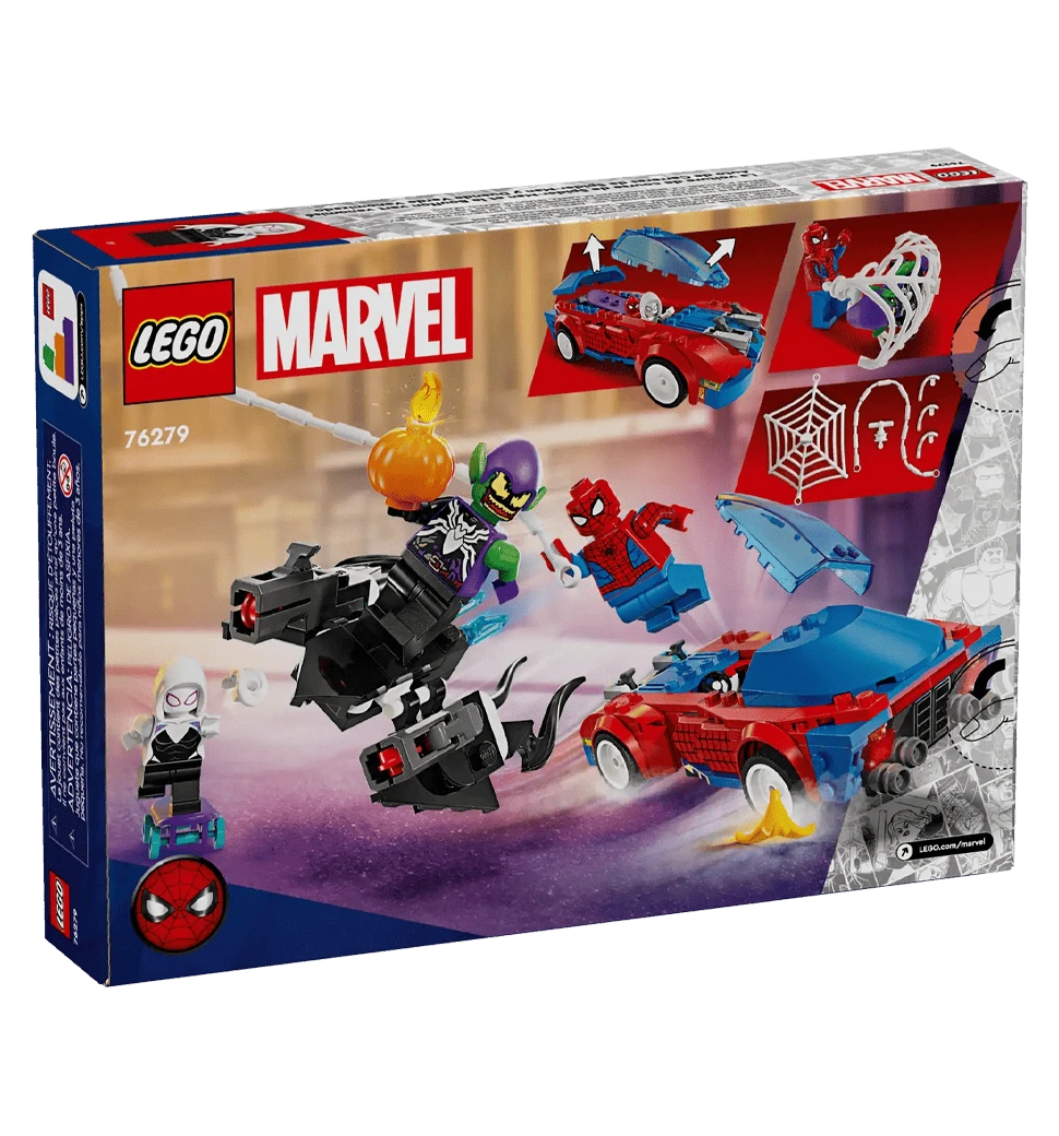 Конструктор LEGO Marvel Автомобиль для погони Человека-Паука и Зеленый Гоблин с ядом Венома 