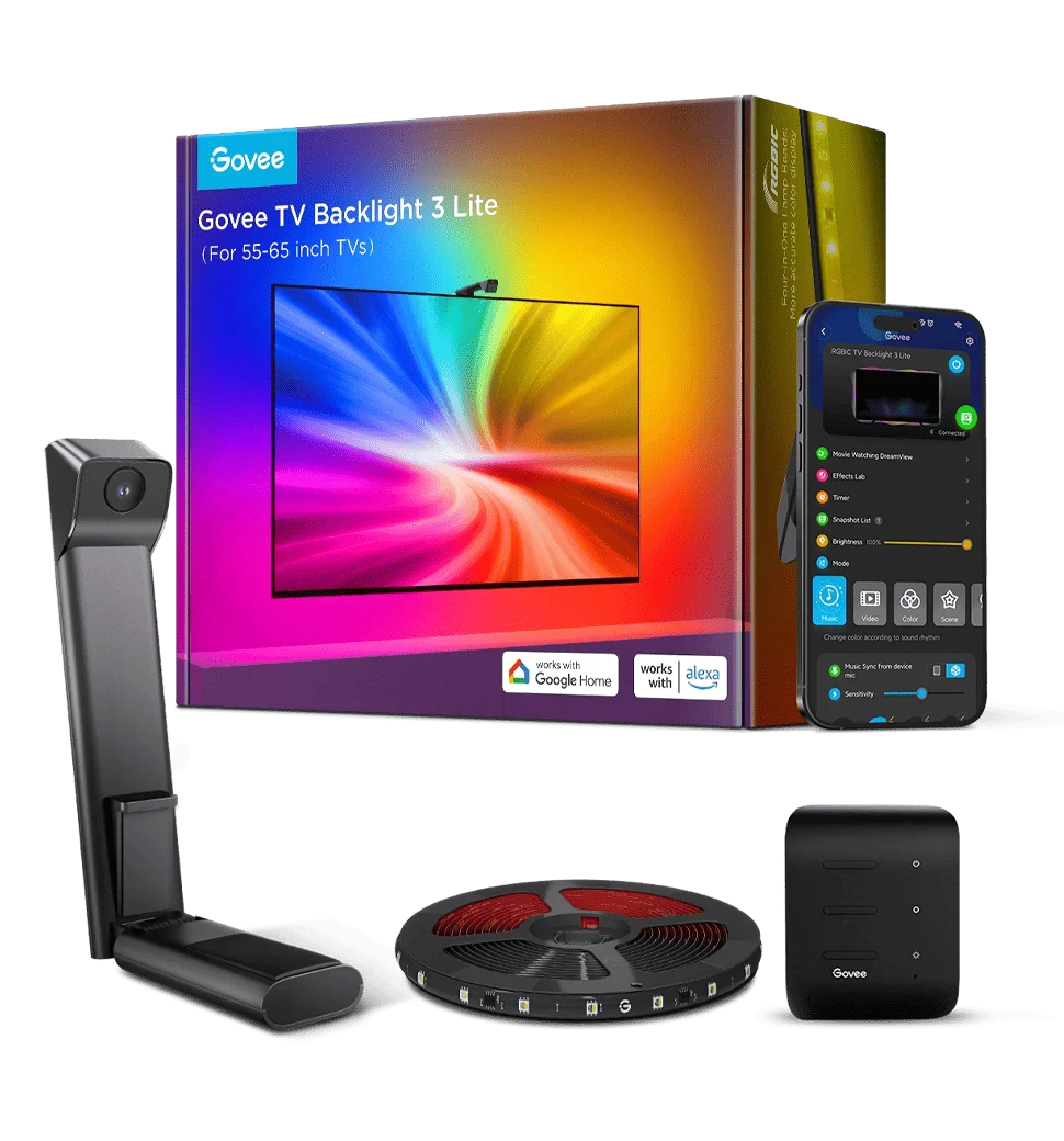 Набір адаптивного підсвічування Govee H6097 TV Backlight 3 Lite 40-50', RGBICW, WI-FI/Bluetooth, чорний