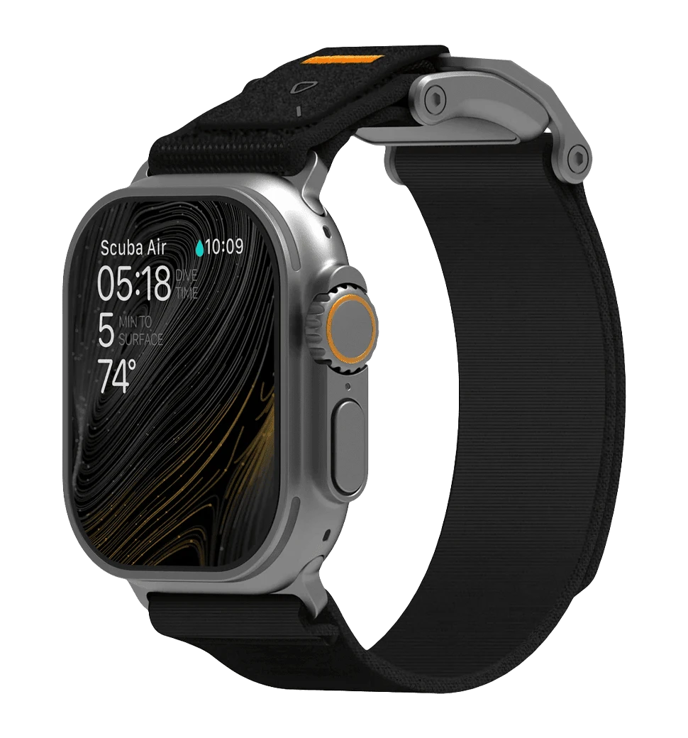 Ремешок AULUMU A11 band для Apple Watch, Silver buckle+Black Strap black+black A11-NL-BK-SL