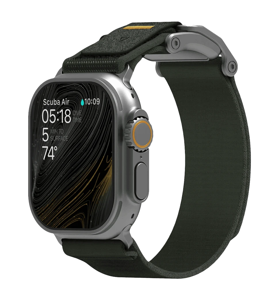 Ремешок AULUMU A11 band for Apple Watch,  Silver buckle+Orange Strap silver+misty green A11-NL-SL-OG