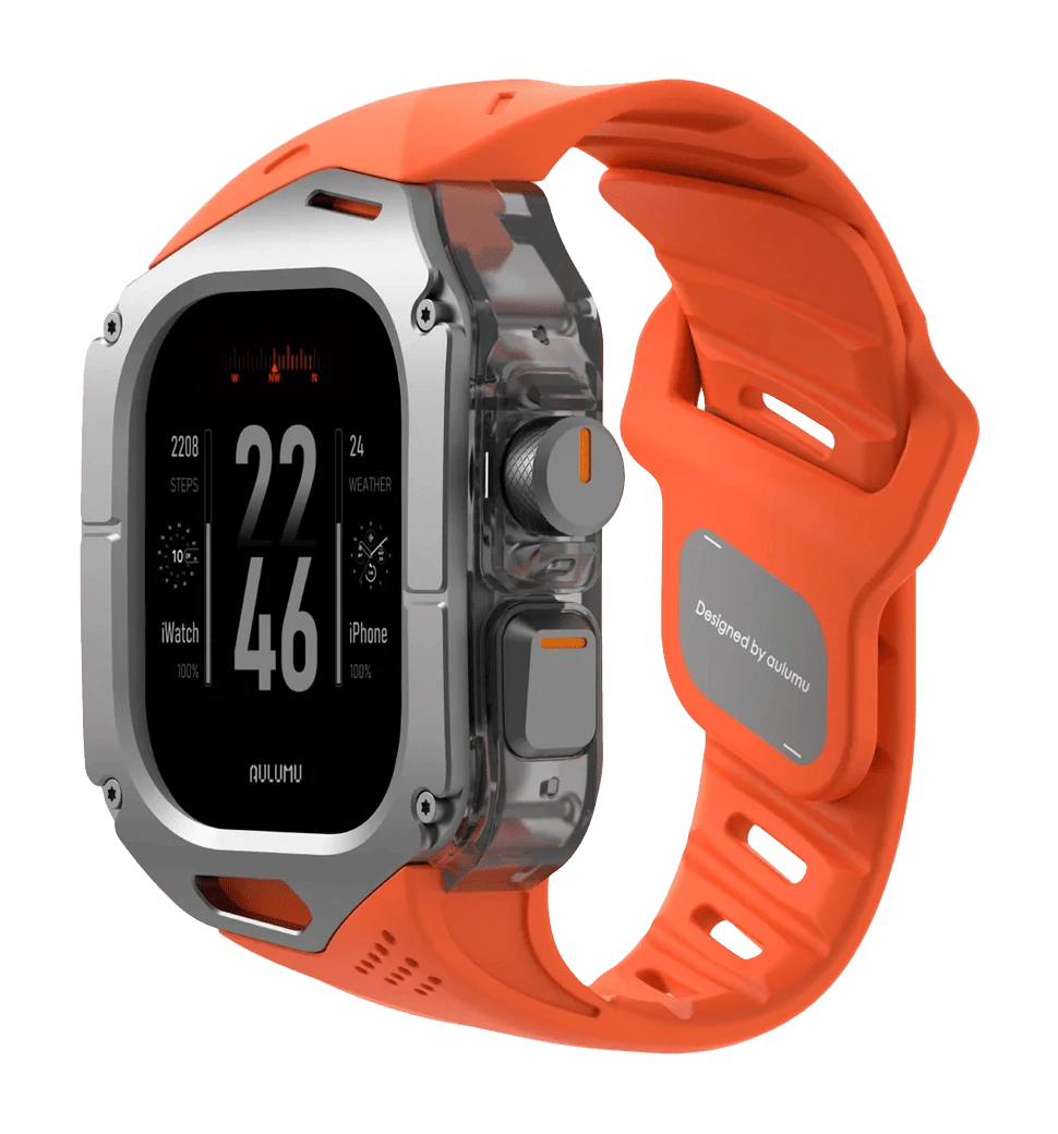 Ремешок AULUMU Titanium Cover+Orange Band  silver+orange A01-TI-OG
