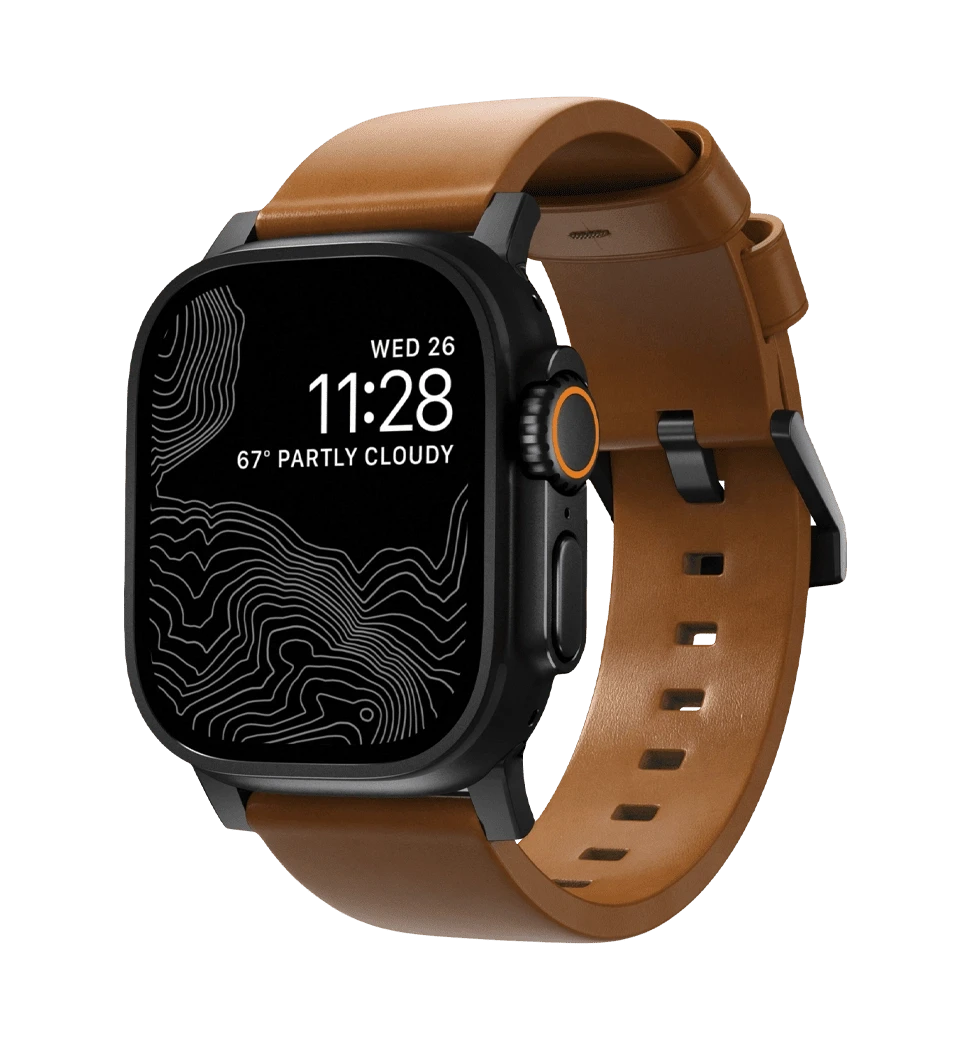 Ремешок Nomad Modern Leather Black Hardware English Tan 46mm/49mm (NM01804185)