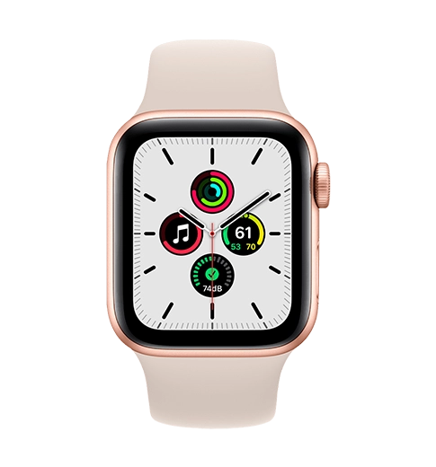 Apple Watch SE 44mm Gold Aluminum Case with Starlight Sport Band (MKQ53)