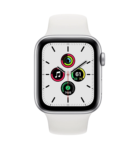 Apple Watch SE 44mm Silver Aluminum Case with White Sport Band (MYDQ2)