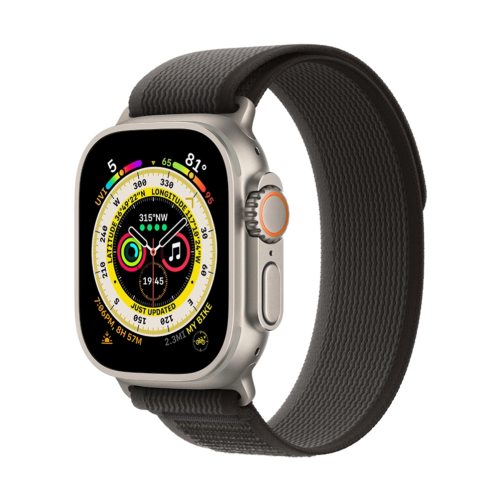 Apple Watch Ultra 49mm Titanium Case with Black/Gray Trail Loop - S/M(MQFX3) Б/У
