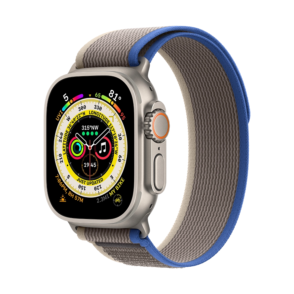 Смарт-часы Apple Watch Ultra 49mm Titanium Case with Blue/Gray Trail Loop - S/M (MNHL3)