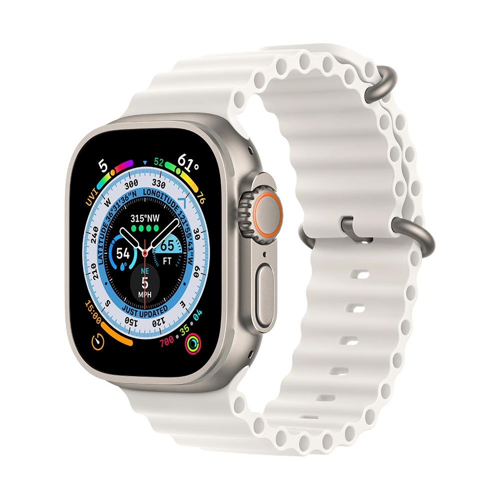 Apple Watch Ultra 49mm Titanium Case with White Ocean Band (MNHF3/MNH83)
