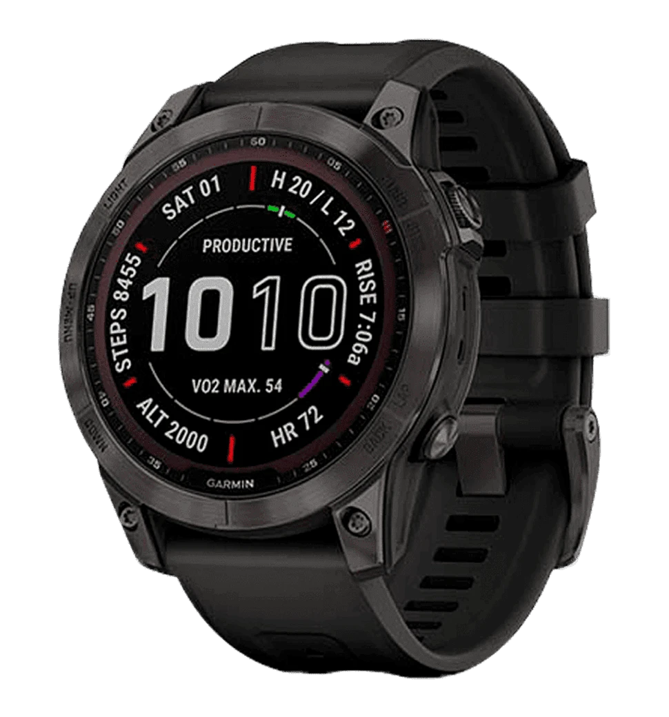 Смарт-часы Garmin Fenix 7 Sapphire Solar Black DLC Titanium with Black Band (010-02540-34/35/47) 