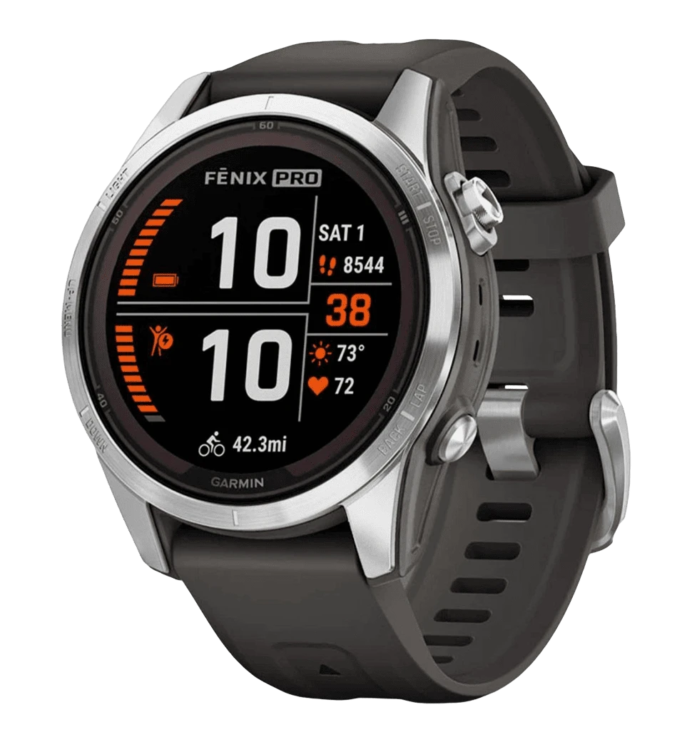 Смарт-часы Garmin Fenix 7S Pro Solar Silver w. Graphite Band (010-02776-00/01)